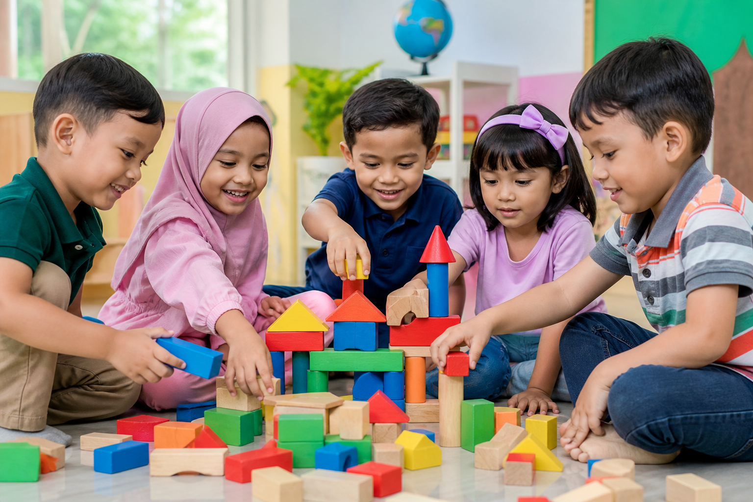 Children building blocks